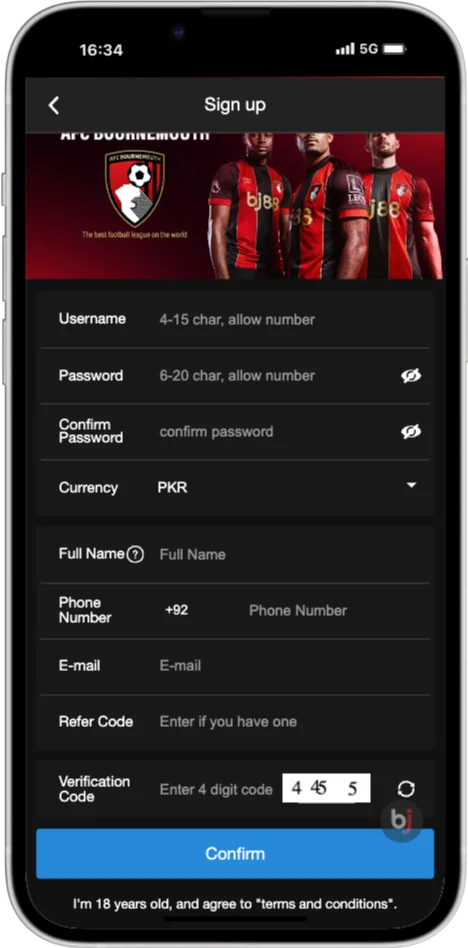 Sign up process