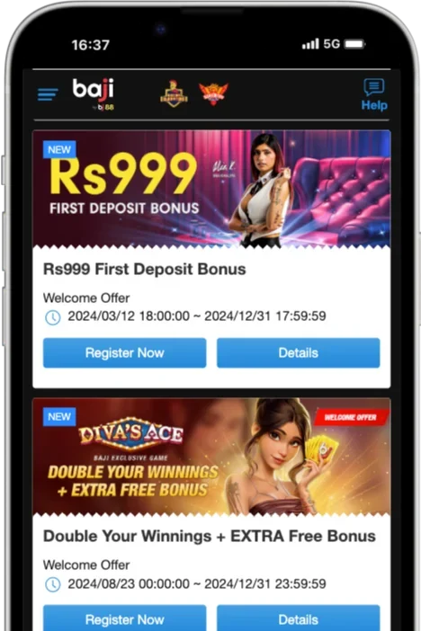 Baji Live welcome bonus for new players